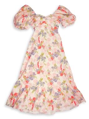 NWT English Factory Floral Maxi Dress Sweetheart Puff Sleeve Size S